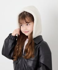 KJJAG02089 a.v.v KIDS(アー・ヴェ・ヴェ) [130-160]【手洗い可/フード取り外し可】フェイクレザーブルゾン ブラック