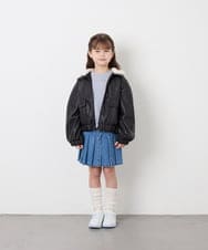 KJJAG02089 a.v.v KIDS(アー・ヴェ・ヴェ) [130-160]【手洗い可/フード取り外し可】フェイクレザーブルゾン ブラック