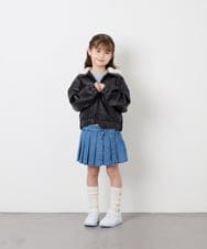 KJJAG02089 a.v.v KIDS(アー・ヴェ・ヴェ) [130-160]【手洗い可/フード取り外し可】フェイクレザーブルゾン ブラック