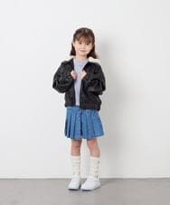 KJJAG02089 a.v.v KIDS(アー・ヴェ・ヴェ) [130-160]【手洗い可/フード取り外し可】フェイクレザーブルゾン ブラック