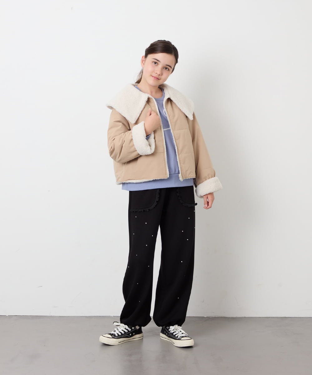 KJJAG46079 a.v.v KIDS(アー・ヴェ・ヴェ) [130-160]【洗える】リバーシブルジャケット ベージュ