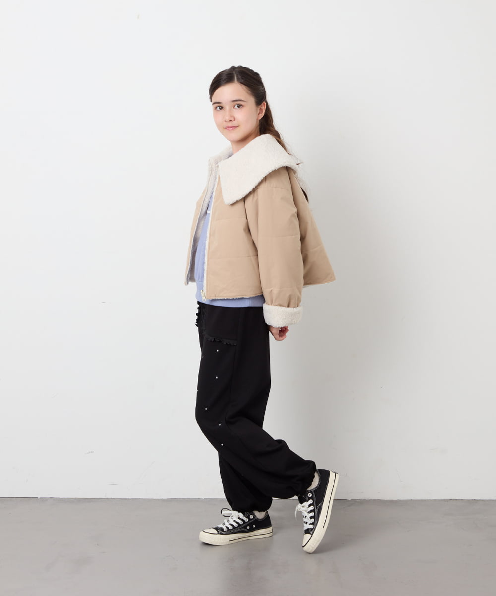 KJJAG46079 a.v.v KIDS(アー・ヴェ・ヴェ) [130-160]【洗える】リバーシブルジャケット ベージュ