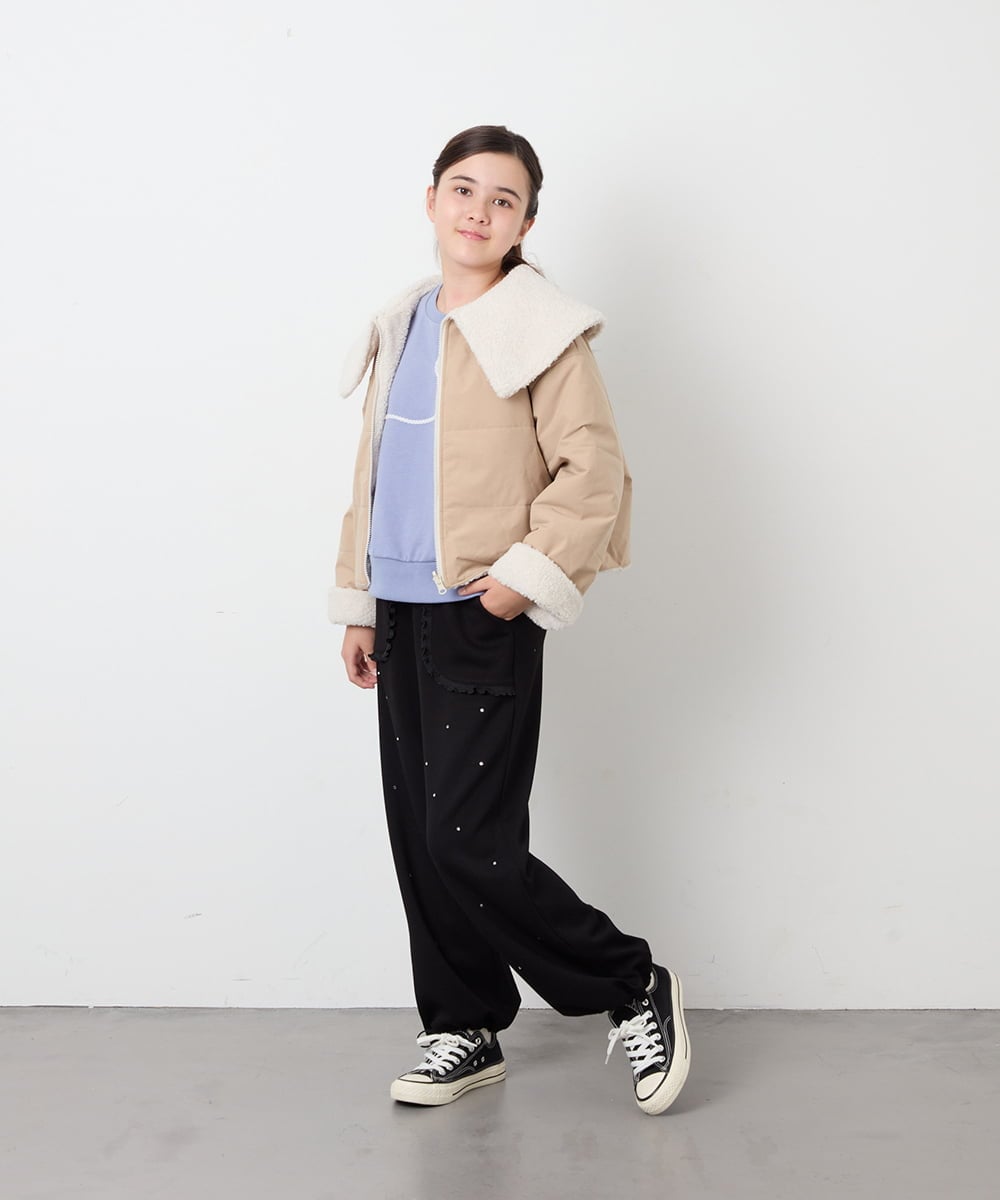 KJJAG46079 a.v.v KIDS(アー・ヴェ・ヴェ) [130-160]【洗える】リバーシブルジャケット ベージュ