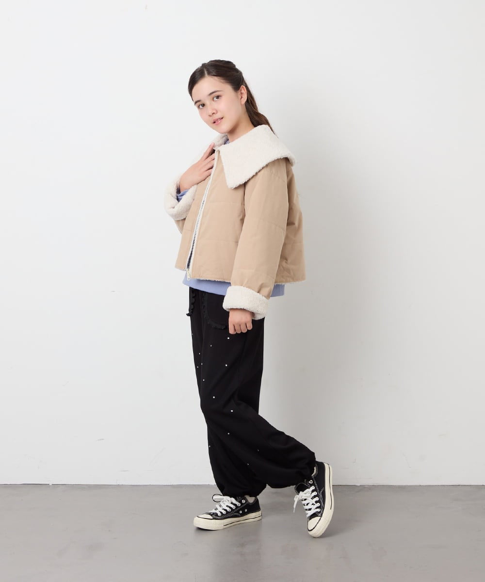 KJJAG46079 a.v.v KIDS(アー・ヴェ・ヴェ) [130-160]【洗える】リバーシブルジャケット ベージュ