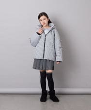 KJJAG47069 a.v.v KIDS(アー・ヴェ・ヴェ) [120-160]【洗える/フード取り外し可】中綿ミドルジャケット アイボリー（ギンガムチェック）
