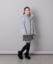 KJJAG47069 a.v.v KIDS(アー・ヴェ・ヴェ) [120-160]【洗える/フード取り外し可】中綿ミドルジャケット アイボリー（ギンガムチェック）