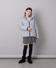 KJJAG47069 a.v.v KIDS(アー・ヴェ・ヴェ) [120-160]【洗える/フード取り外し可】中綿ミドルジャケット アイボリー（ギンガムチェック）