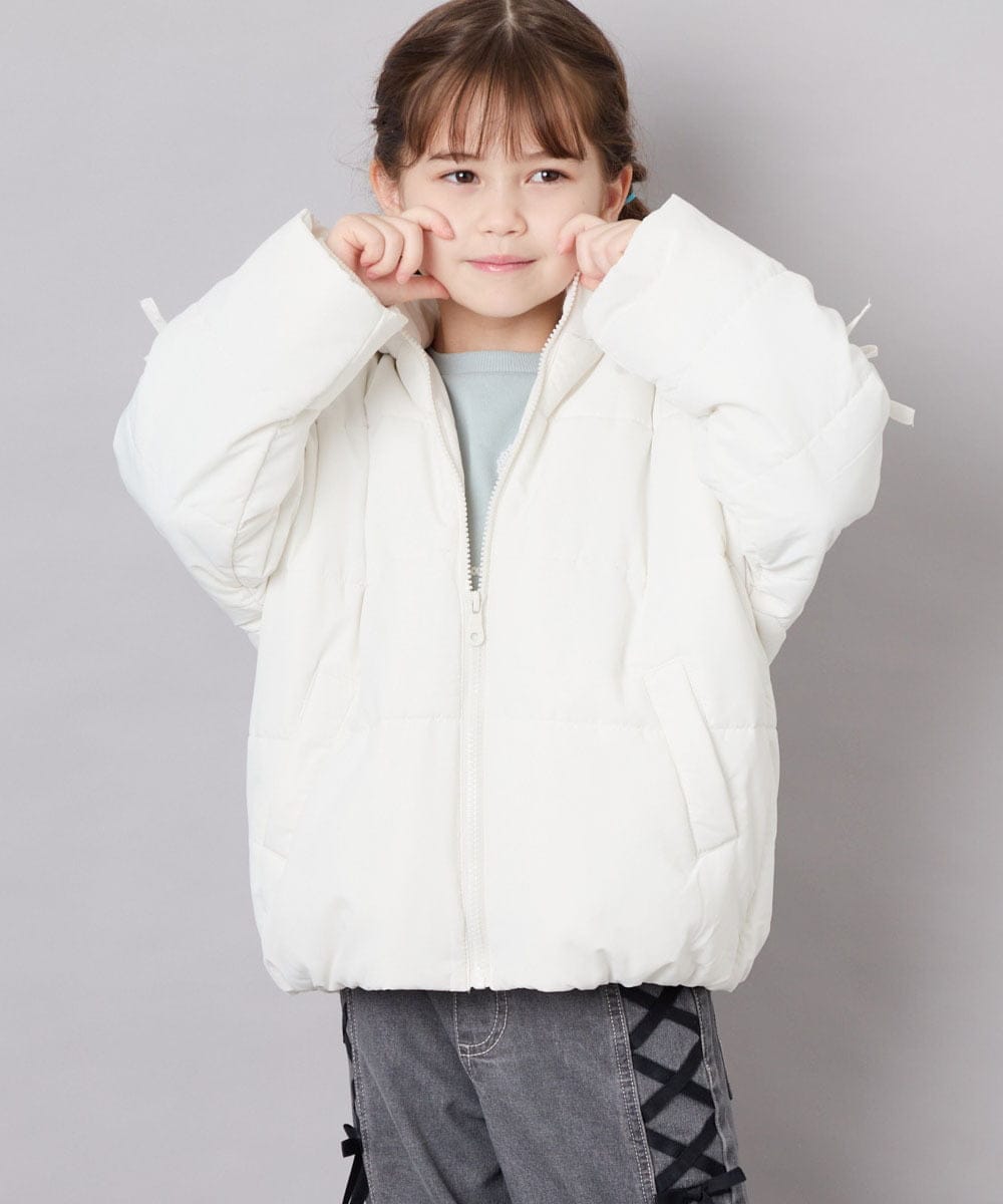 KJJAG47069 a.v.v KIDS(アー・ヴェ・ヴェ) [120-160]【洗える/フード取り外し可】中綿ミドルジャケット ホワイト