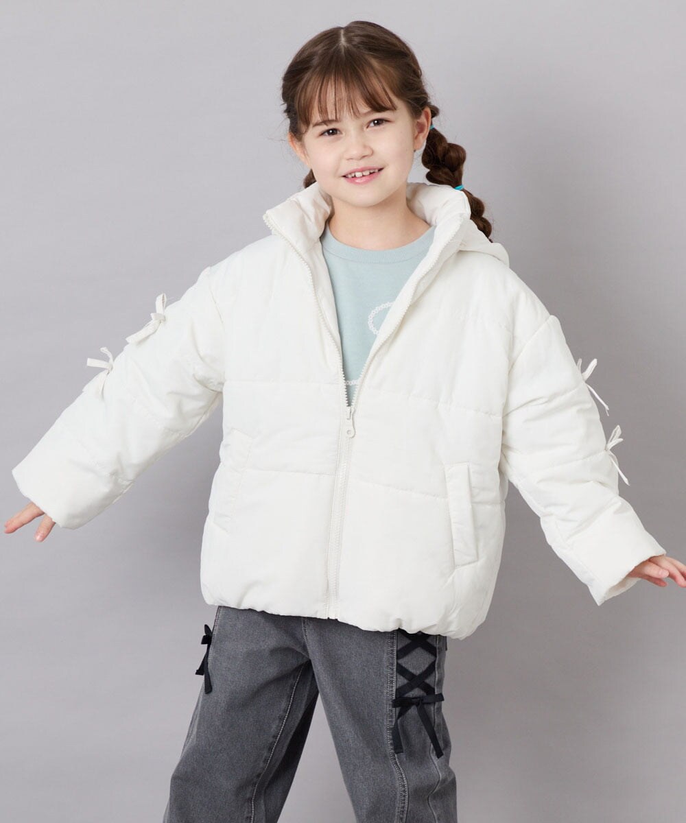 KJJAG47069 a.v.v KIDS(アー・ヴェ・ヴェ) [120-160]【洗える/フード取り外し可】中綿ミドルジャケット ホワイト