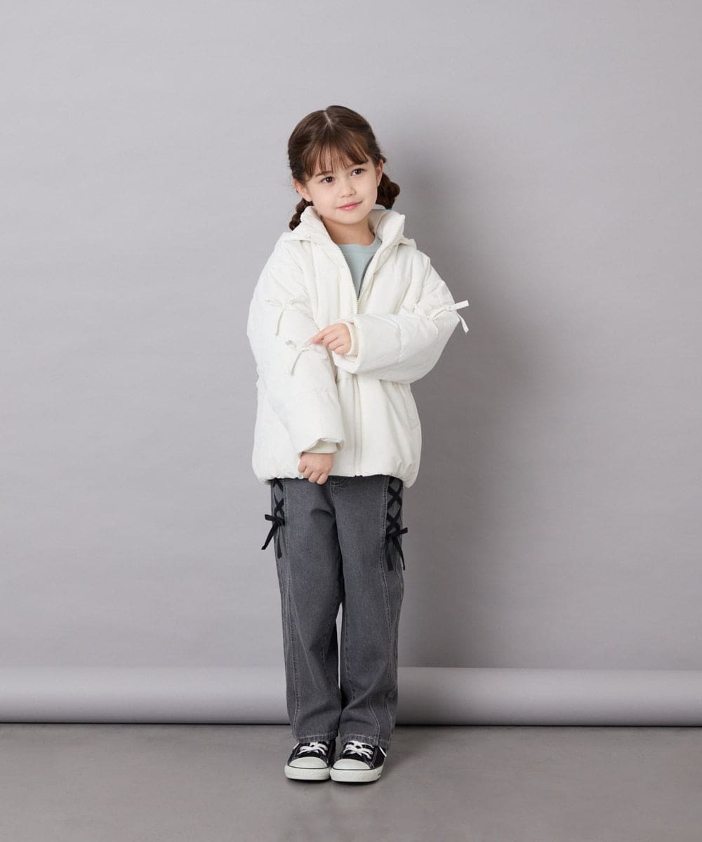 KJJAG47069 a.v.v KIDS(アー・ヴェ・ヴェ) [120-160]【洗える/フード取り外し可】中綿ミドルジャケット ホワイト