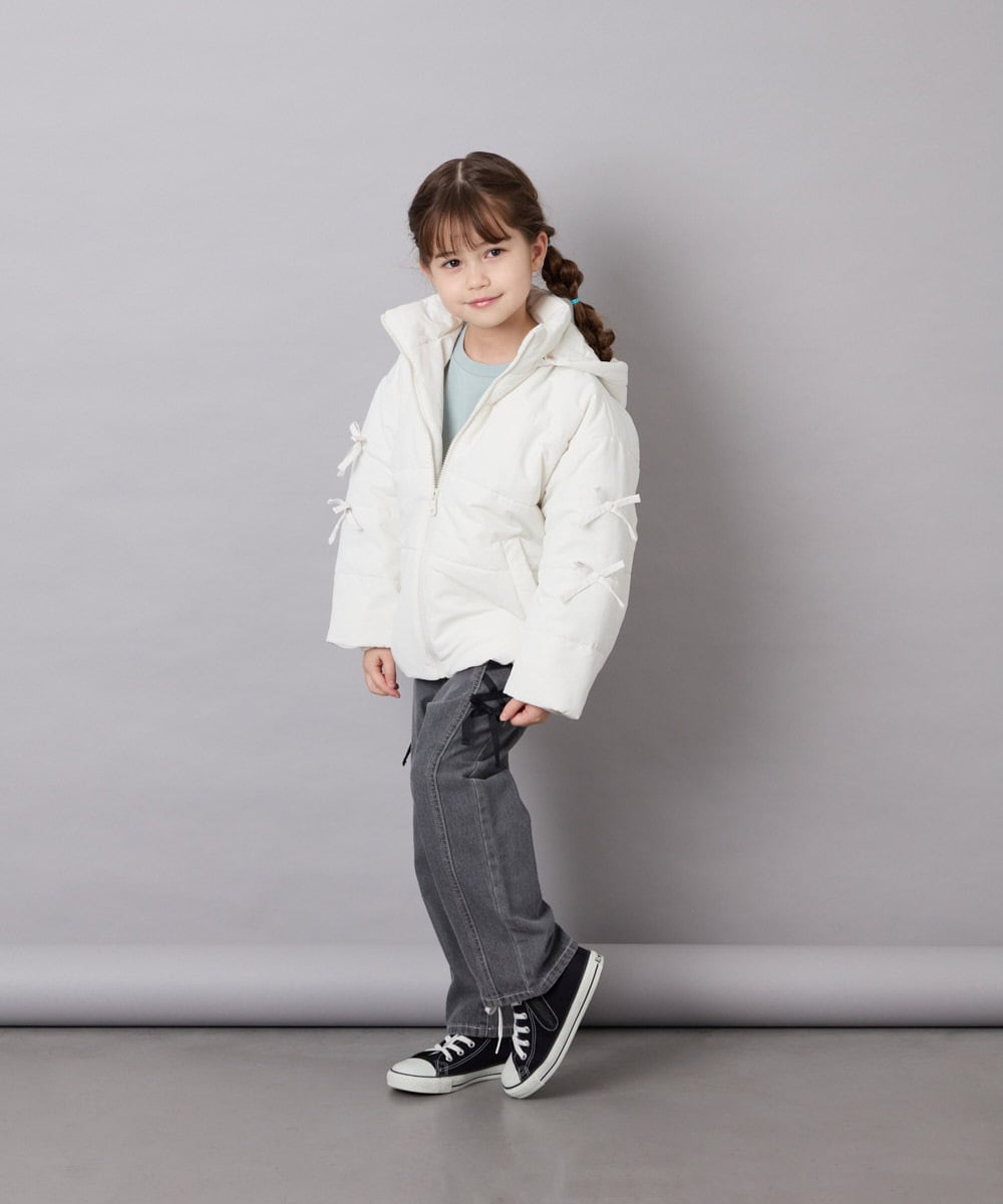 KJJAG47069 a.v.v KIDS(アー・ヴェ・ヴェ) [120-160]【洗える/フード取り外し可】中綿ミドルジャケット ホワイト
