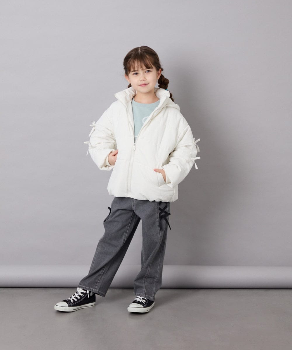 KJJAG47069 a.v.v KIDS(アー・ヴェ・ヴェ) [120-160]【洗える/フード取り外し可】中綿ミドルジャケット ホワイト