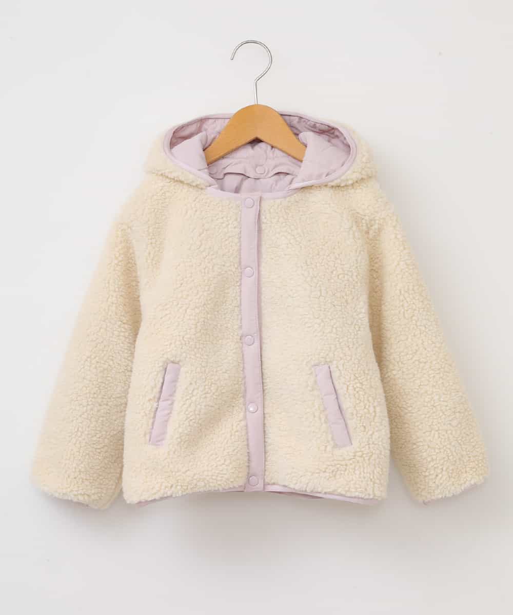 KJJAL01074 a.v.v KIDS(アー・ヴェ・ヴェ) [160]【洗える】リバーシブルボアジャケット[WEB限定サイズ] アイボリー