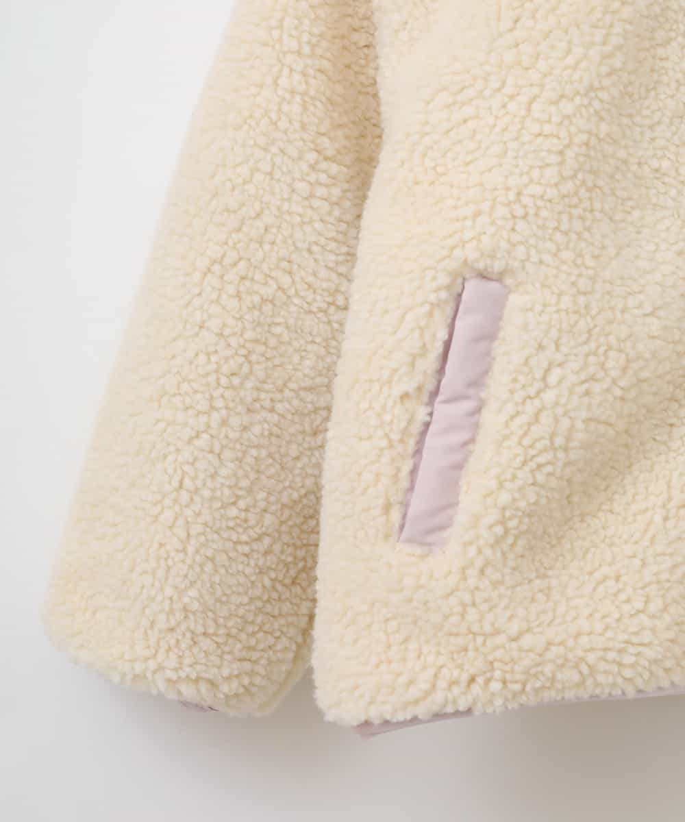 KJJAL01074 a.v.v KIDS(アー・ヴェ・ヴェ) [160]【洗える】リバーシブルボアジャケット[WEB限定サイズ] アイボリー