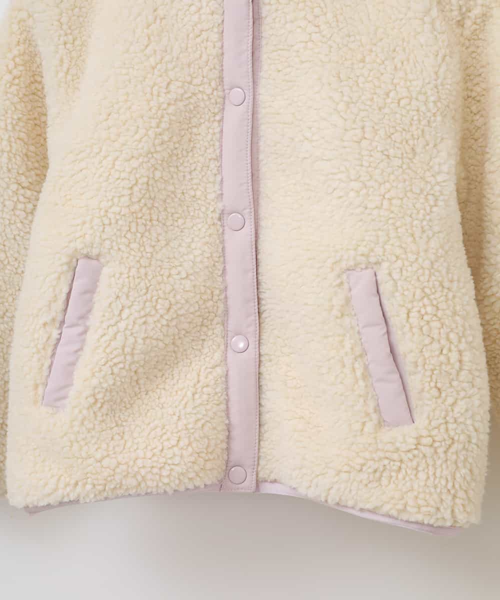 KJJAL01074 a.v.v KIDS(アー・ヴェ・ヴェ) [160]【洗える】リバーシブルボアジャケット[WEB限定サイズ] アイボリー