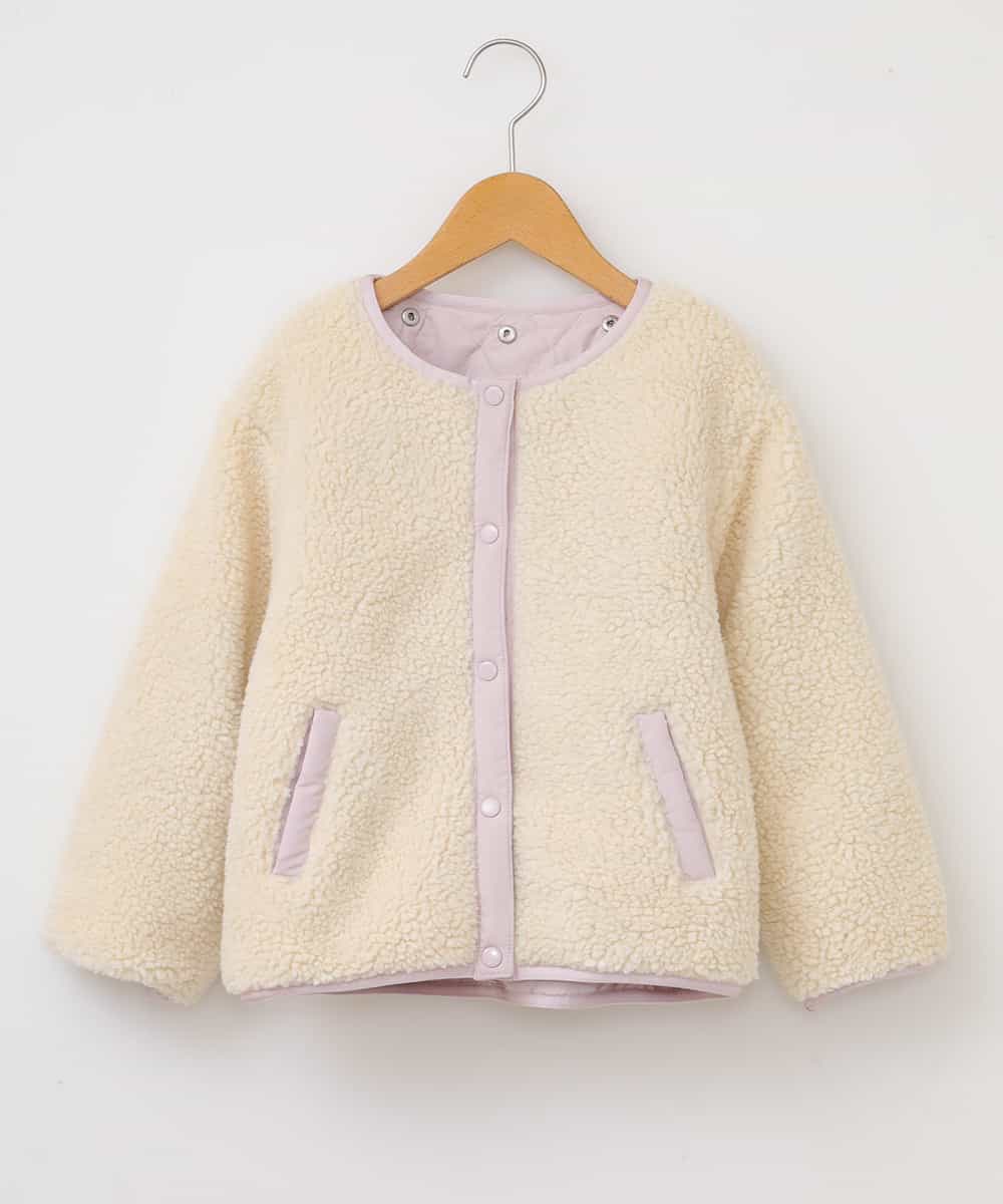 KJJAL01074 a.v.v KIDS(アー・ヴェ・ヴェ) [160]【洗える】リバーシブルボアジャケット[WEB限定サイズ] アイボリー