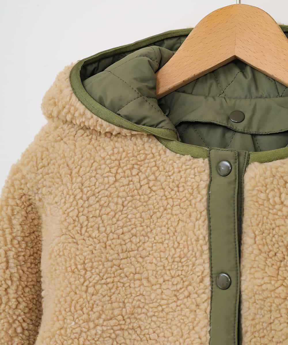 KJJAL01074 a.v.v KIDS(アー・ヴェ・ヴェ) [160]【洗える】リバーシブルボアジャケット[WEB限定サイズ] アイボリー