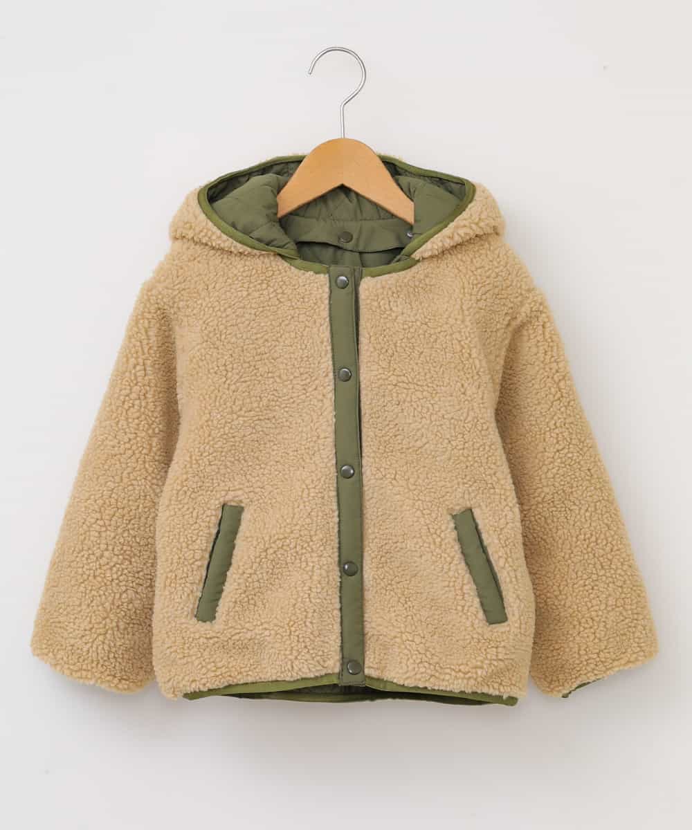 KJJAL01074 a.v.v KIDS(アー・ヴェ・ヴェ) [160]【洗える】リバーシブルボアジャケット[WEB限定サイズ] ベージュ