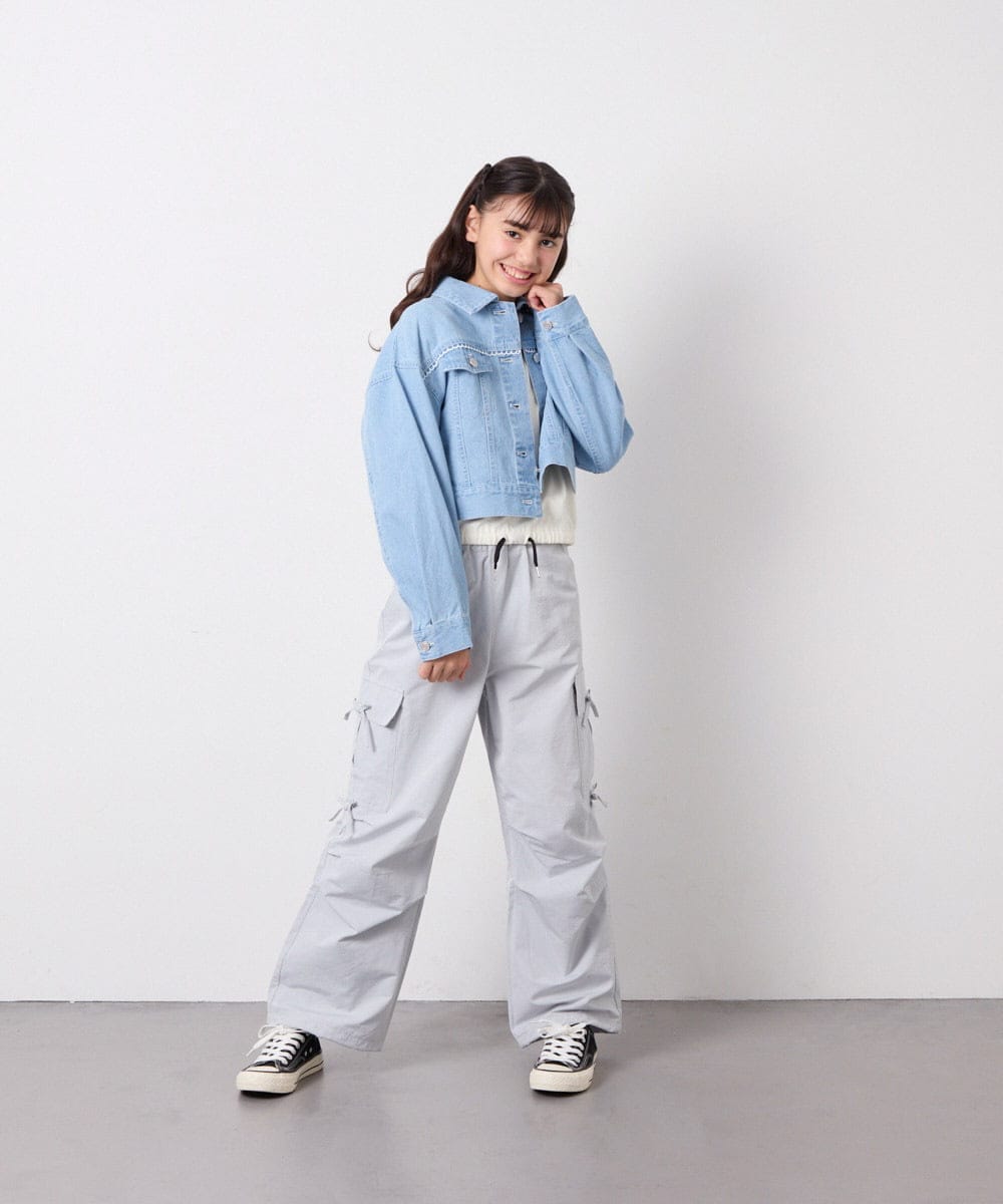 KJJED35064 a.v.v KIDS(アー・ヴェ・ヴェ) [120-160]レースGジャン ライトブルー