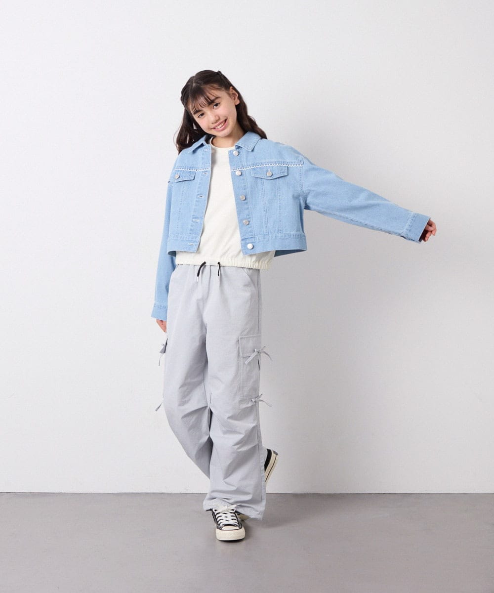 KJJED35064 a.v.v KIDS(アー・ヴェ・ヴェ) [120-160]レースGジャン ライトブルー