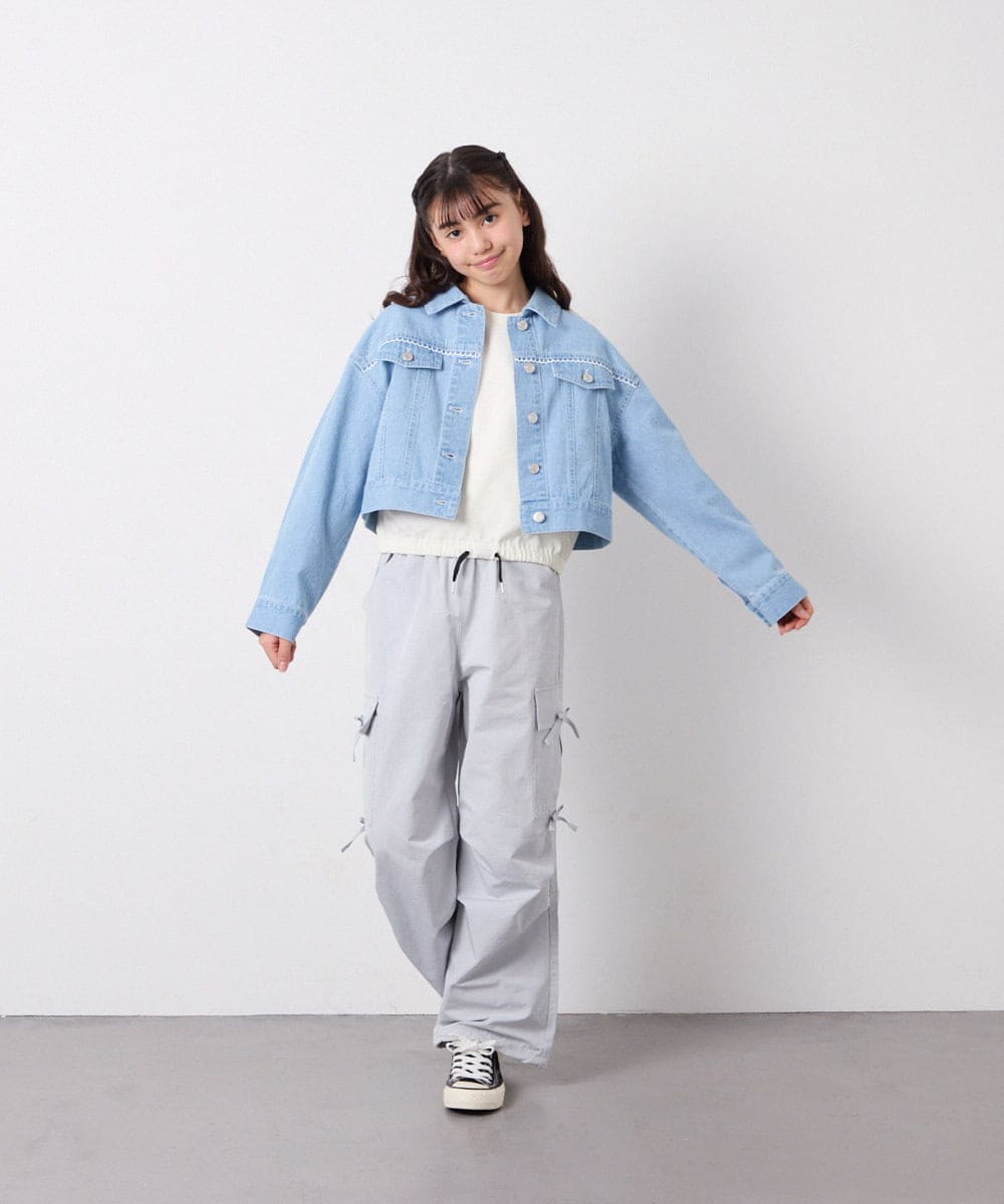 KJJED35064 a.v.v KIDS(アー・ヴェ・ヴェ) [120-160]レースGジャン ライトブルー