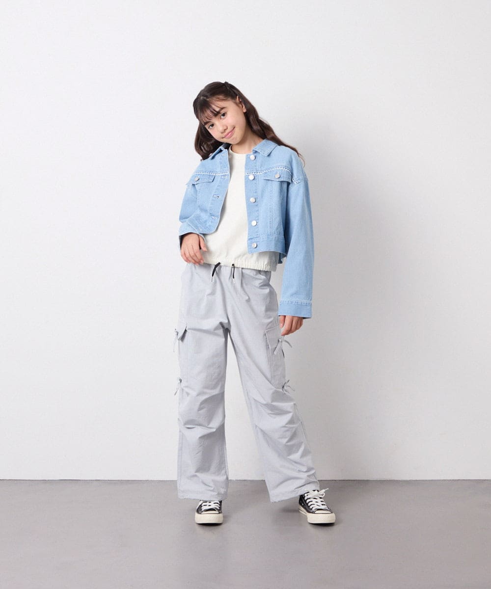 KJJED35064 a.v.v KIDS(アー・ヴェ・ヴェ) [120-160]レースGジャン ライトブルー