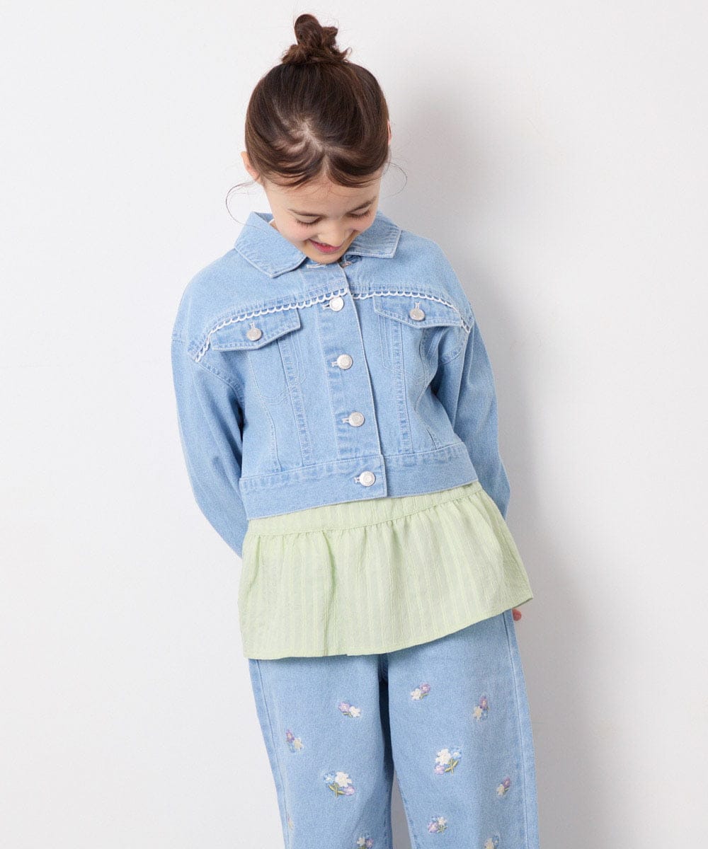 KJJED35064 a.v.v KIDS(アー・ヴェ・ヴェ) [120-160]レースGジャン ライトブルー