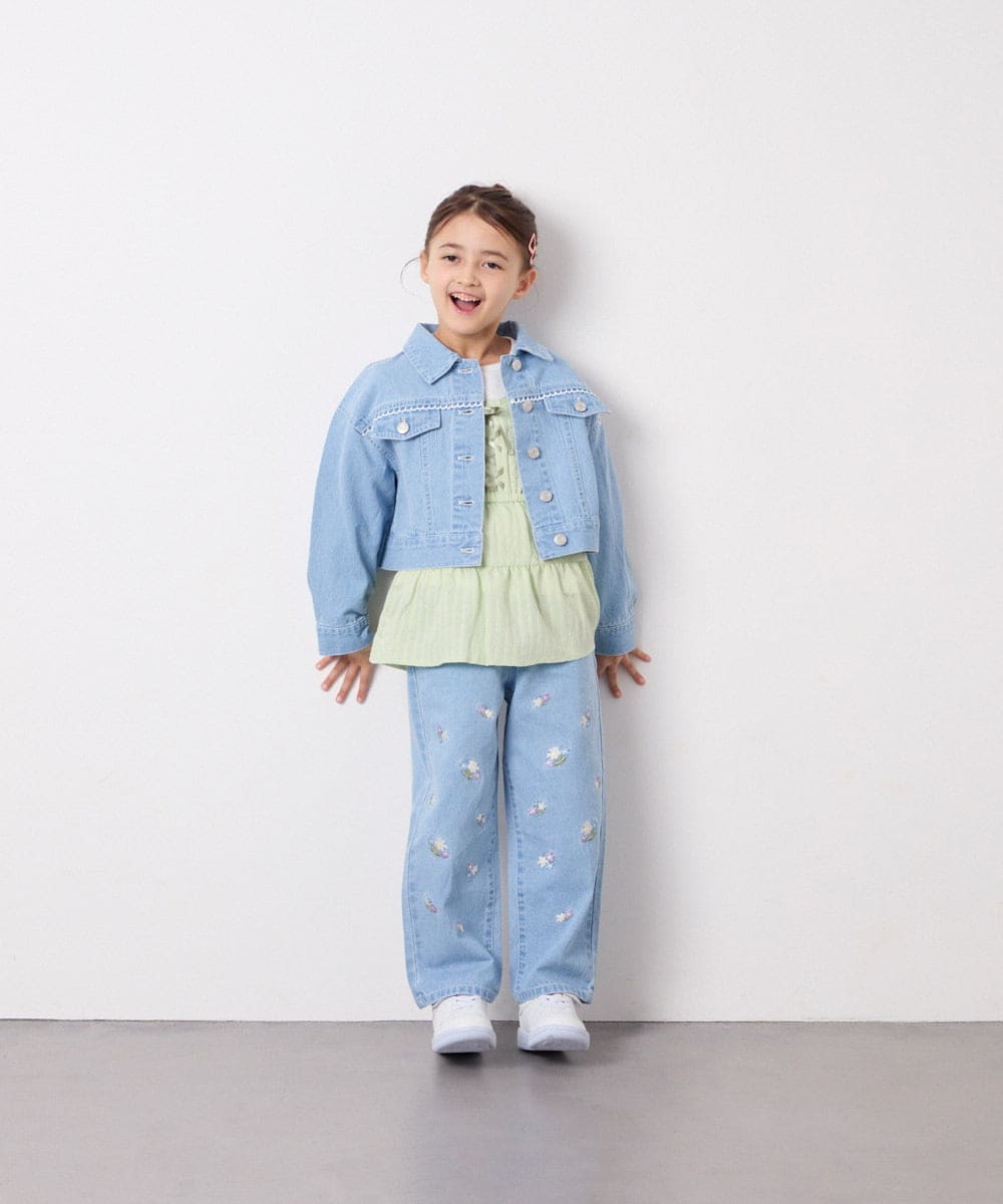 KJJED35064 a.v.v KIDS(アー・ヴェ・ヴェ) [120-160]レースGジャン ライトブルー