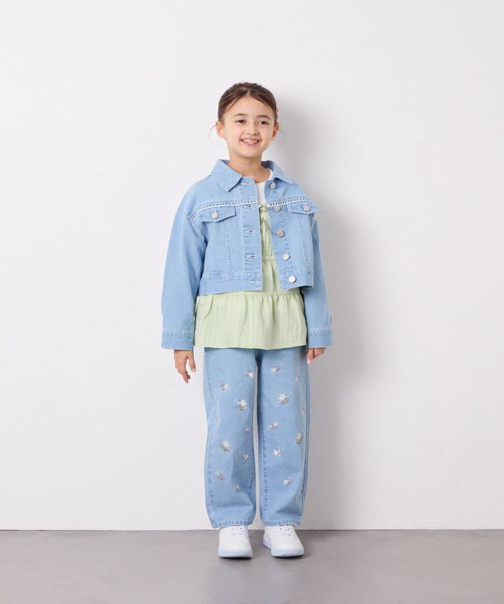 KJJED35064 a.v.v KIDS(アー・ヴェ・ヴェ) [120-160]レースGジャン ライトブルー