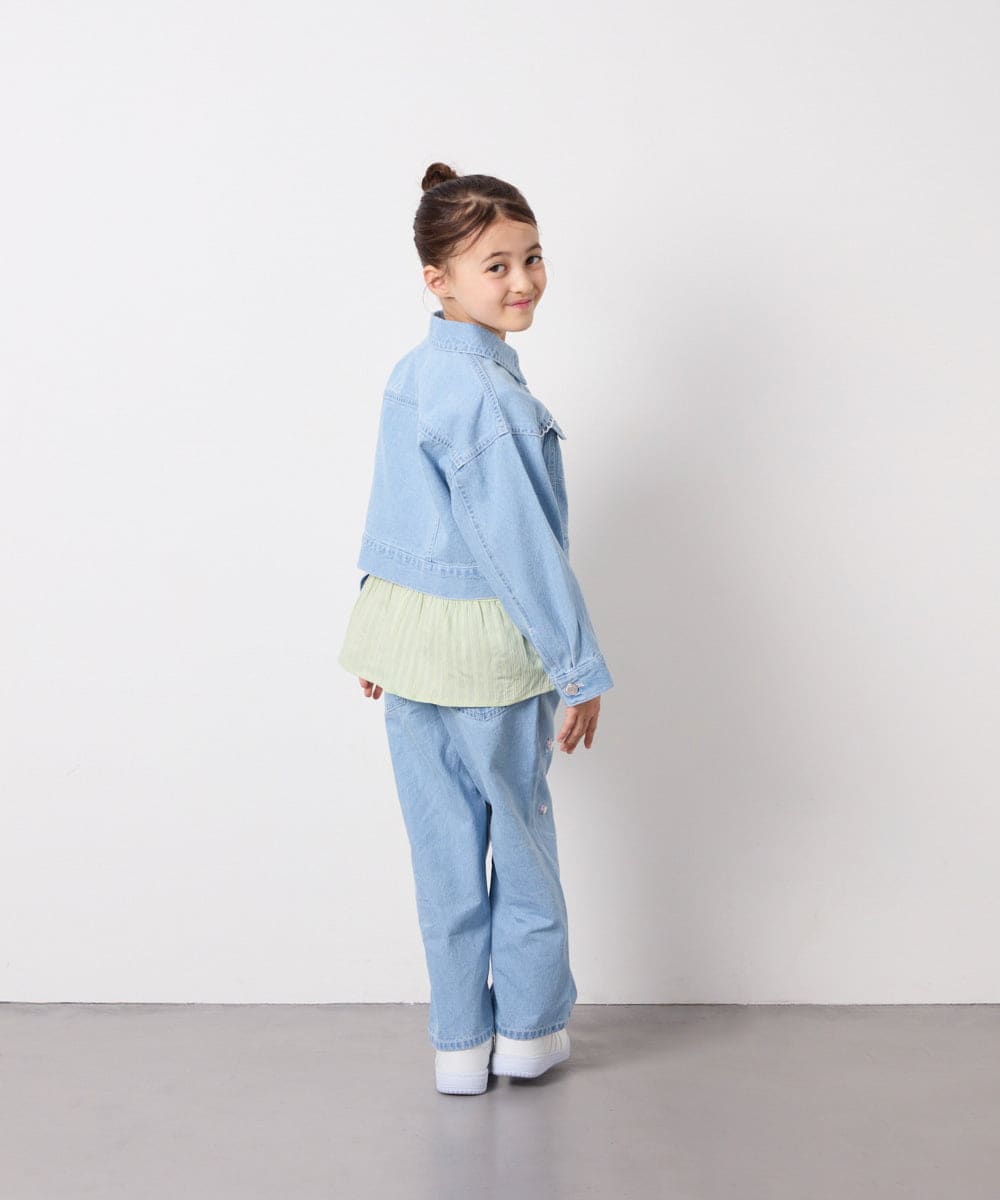 KJJED35064 a.v.v KIDS(アー・ヴェ・ヴェ) [120-160]レースGジャン ライトブルー