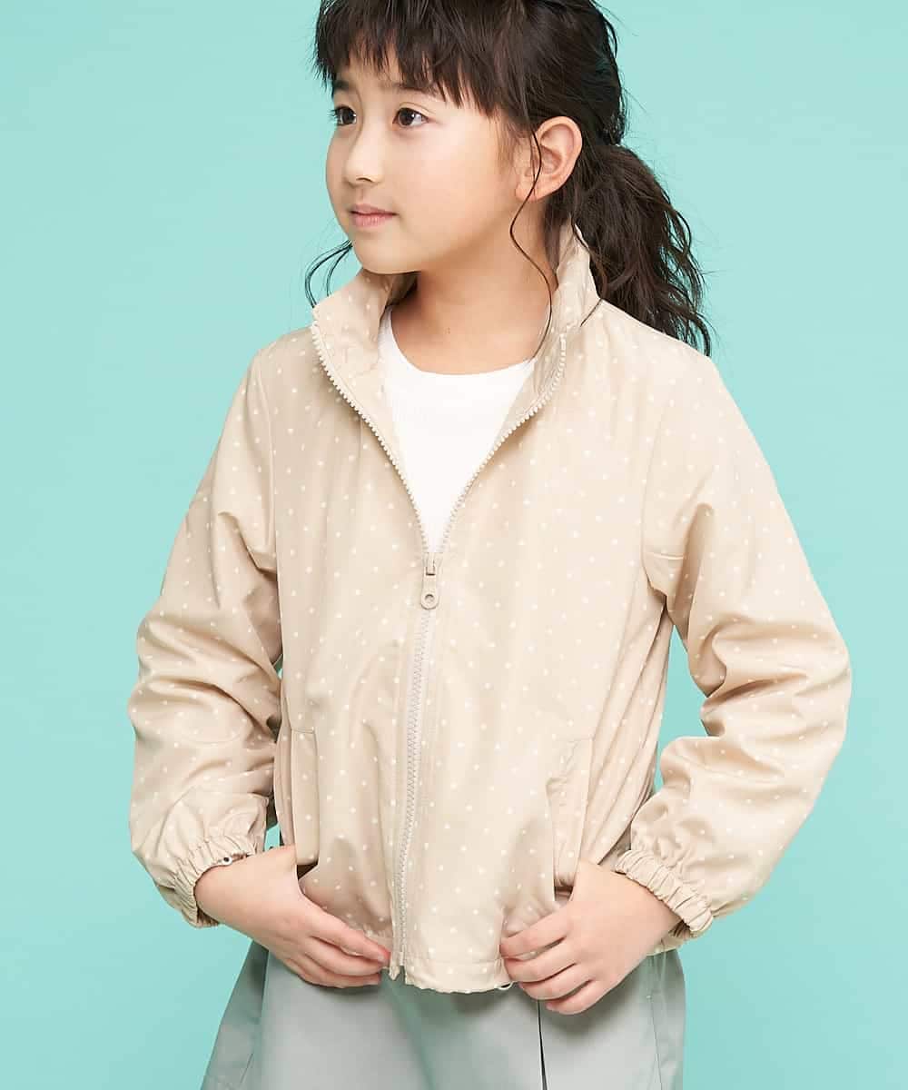 KJJEK01039 a.v.v KIDS(アー・ヴェ・ヴェ) [140-150]【洗える】ドットプリントウィンドブレーカー ベージュ