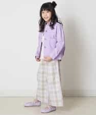 KJJEP34049 a.v.v KIDS(アー・ヴェ・ヴェ) [100-130]【洗える/セットアップ対応】マオカラージージャン ラベンダー
