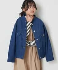 KJJEQ34054 a.v.v KIDS(アー・ヴェ・ヴェ) [140-150]【洗える/セットアップ対応】マオカラージージャン ブルー