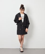 KJJFD40054 a.v.v KIDS(アー・ヴェ・ヴェ) [120-160]ドロストシアーチェックブルゾン ブラック