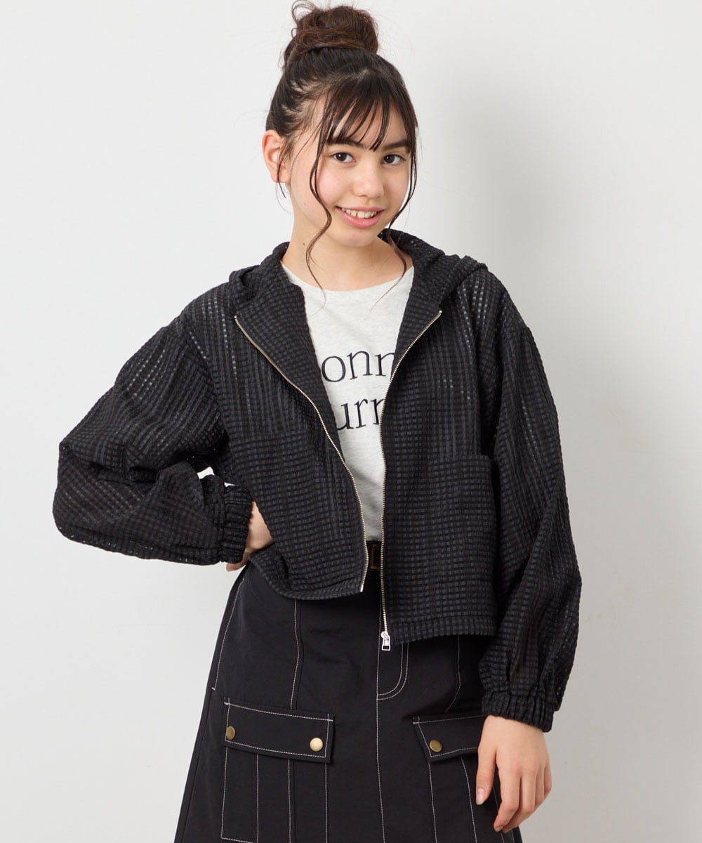 KJJFD40054 a.v.v KIDS(アー・ヴェ・ヴェ) [120-160]ドロストシアーチェックブルゾン ブラック