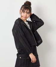 KJJFD40054 a.v.v KIDS(アー・ヴェ・ヴェ) [120-160]ドロストシアーチェックブルゾン ブラック