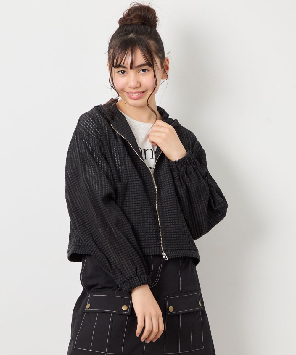 KJJFD40054 a.v.v KIDS(アー・ヴェ・ヴェ) [120-160]ドロストシアーチェックブルゾン ブラック