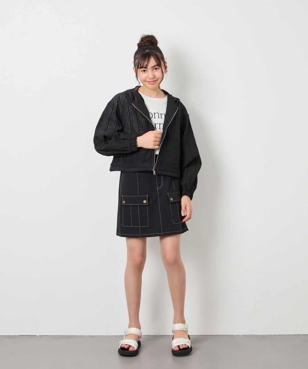 KJJFD40054 a.v.v KIDS(アー・ヴェ・ヴェ) [120-160]ドロストシアーチェックブルゾン ブラック