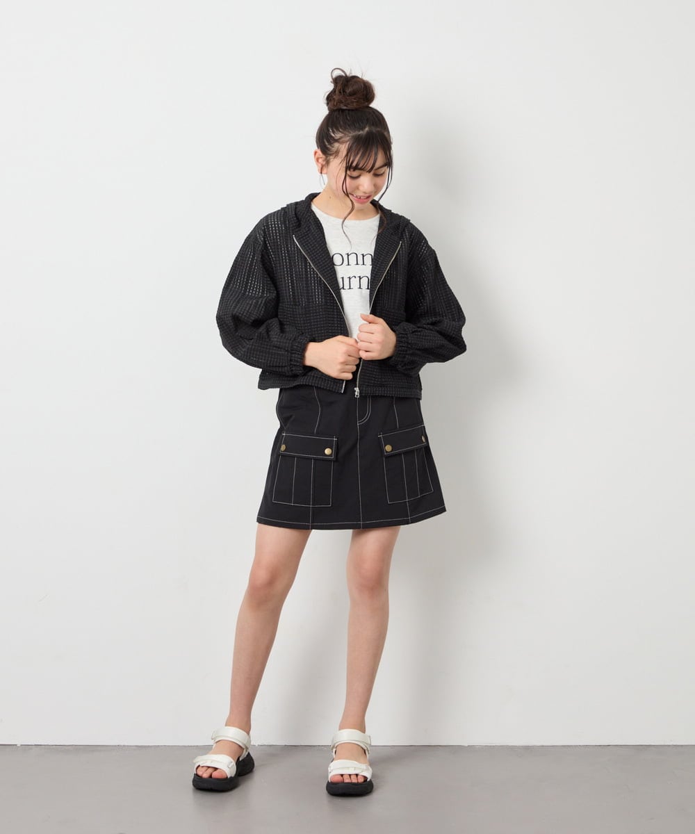 KJJFD40054 a.v.v KIDS(アー・ヴェ・ヴェ) [120-160]ドロストシアーチェックブルゾン ブラック