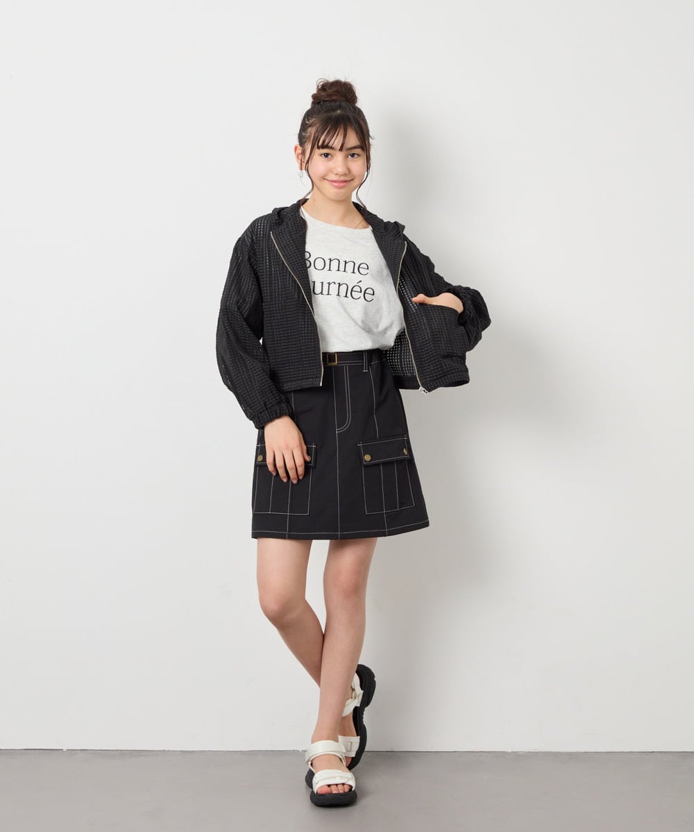 KJJFD40054 a.v.v KIDS(アー・ヴェ・ヴェ) [120-160]ドロストシアーチェックブルゾン ブラック