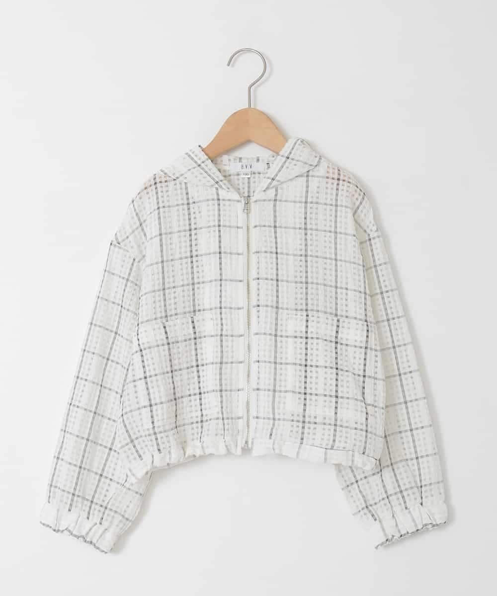 KJJFD40054 a.v.v KIDS(アー・ヴェ・ヴェ) [120-160]ドロストシアーチェックブルゾン ホワイト
