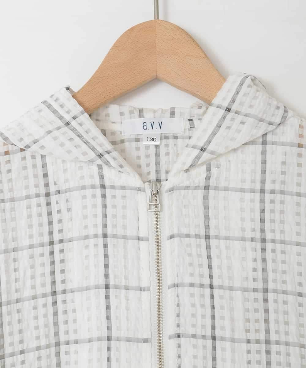 KJJFD40054 a.v.v KIDS(アー・ヴェ・ヴェ) [120-160]ドロストシアーチェックブルゾン ホワイト