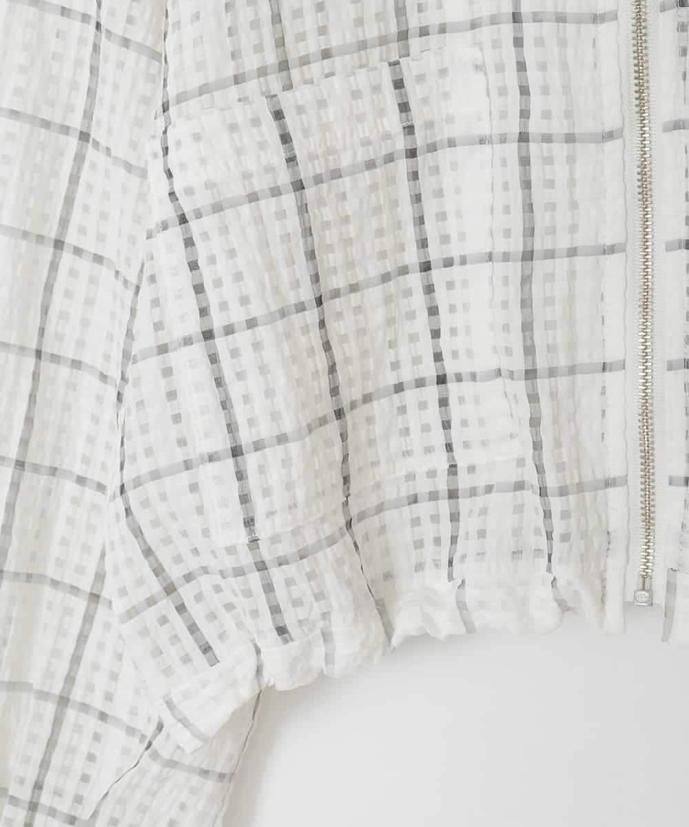 KJJFD40054 a.v.v KIDS(アー・ヴェ・ヴェ) [120-160]ドロストシアーチェックブルゾン ホワイト