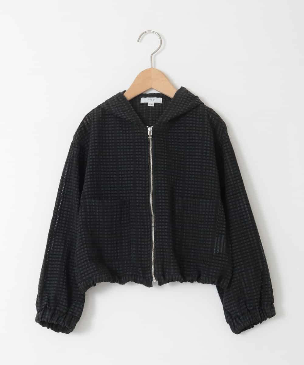 KJJFD40054 a.v.v KIDS(アー・ヴェ・ヴェ) [120-160]ドロストシアーチェックブルゾン ブラック