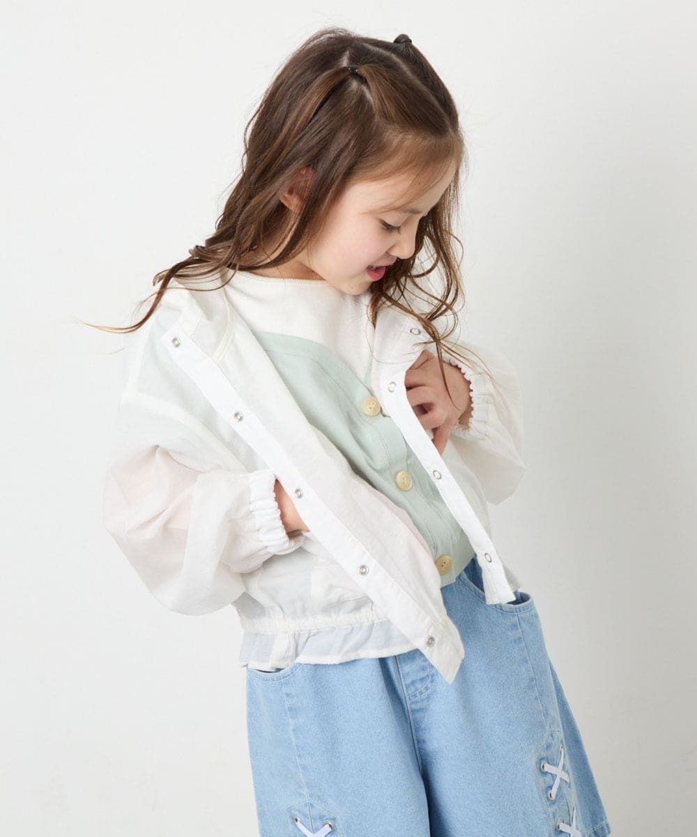 KJJGD55059 a.v.v KIDS(アー・ヴェ・ヴェ) [130-160]フード付きシアーサマージャケット ホワイト