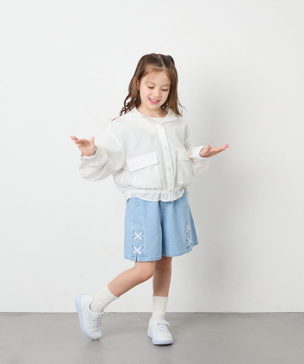 KJJGD55059 a.v.v KIDS(アー・ヴェ・ヴェ) [130-160]フード付きシアーサマージャケット ホワイト