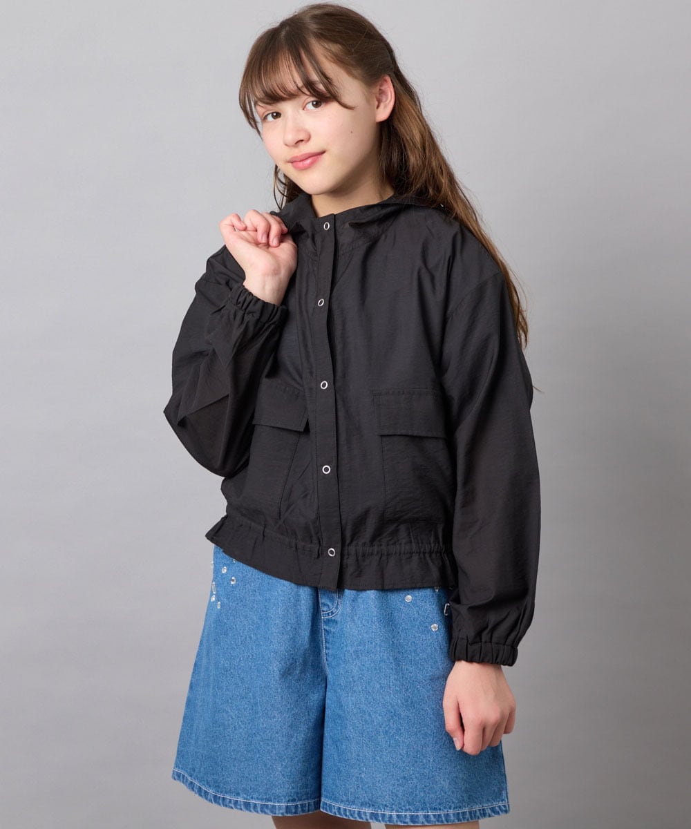 KJJGD55059 a.v.v KIDS(アー・ヴェ・ヴェ) [130-160]フード付きシアーサマージャケット ブラック