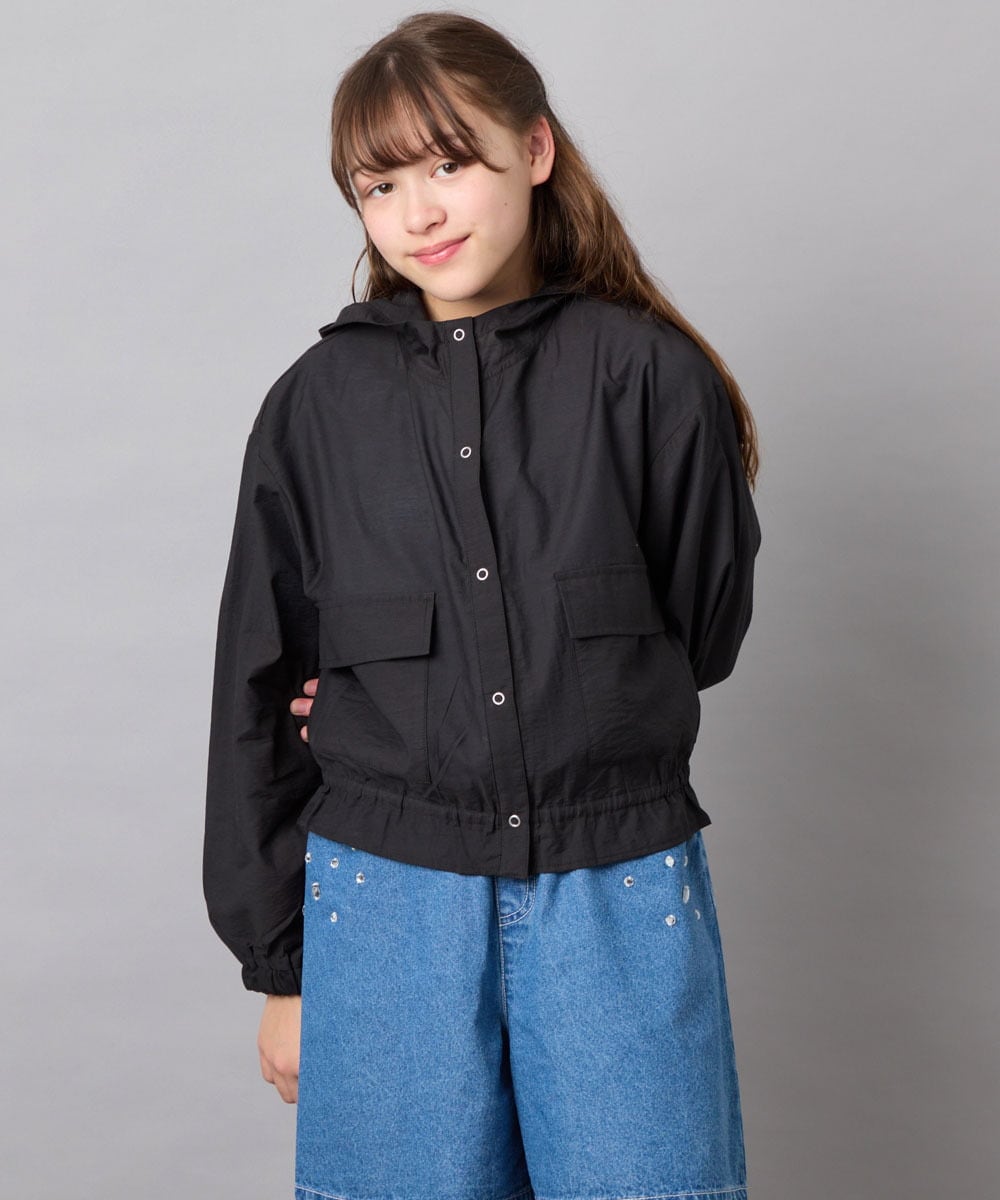 KJJGD55059 a.v.v KIDS(アー・ヴェ・ヴェ) [130-160]フード付きシアーサマージャケット ブラック