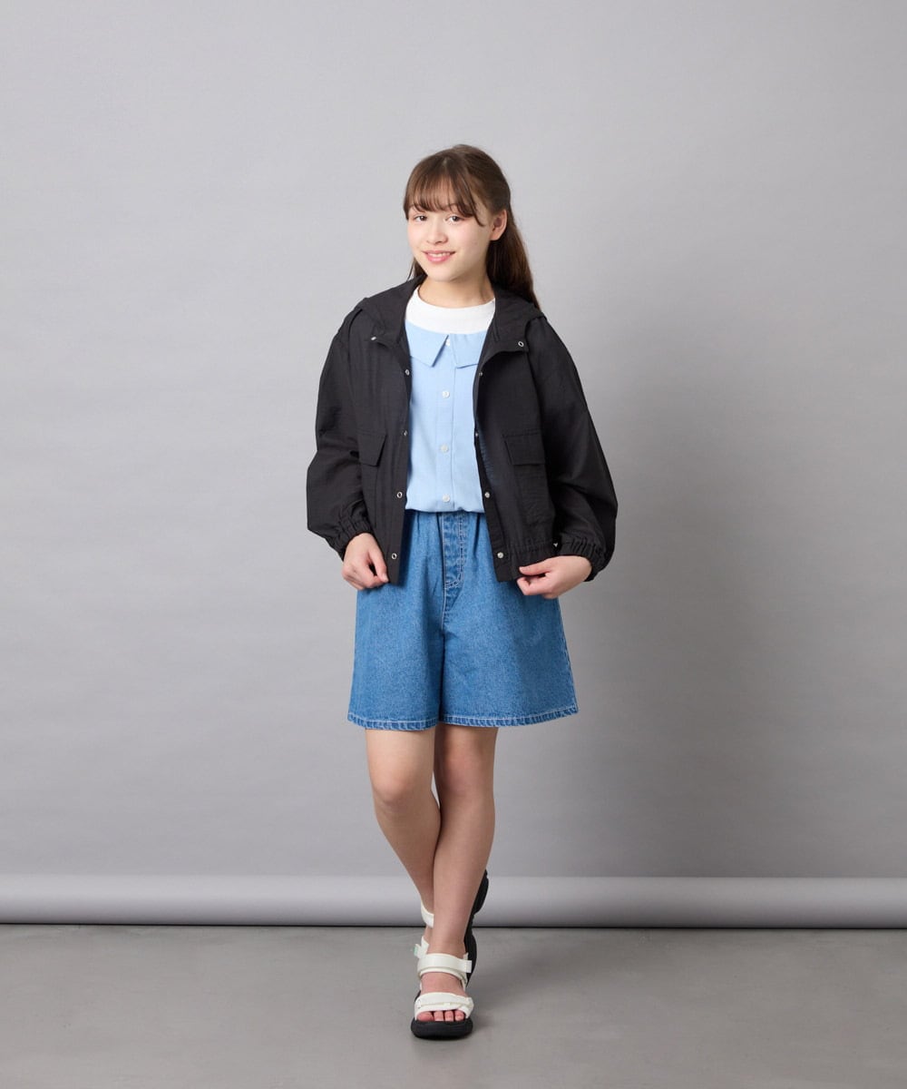 KJJGD55059 a.v.v KIDS(アー・ヴェ・ヴェ) [130-160]フード付きシアーサマージャケット ブラック