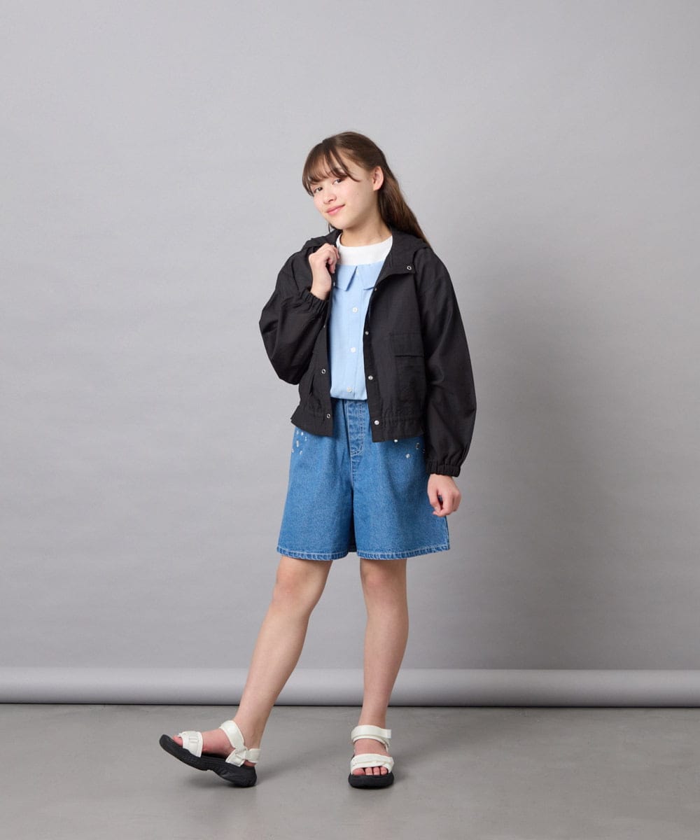 KJJGD55059 a.v.v KIDS(アー・ヴェ・ヴェ) [130-160]フード付きシアーサマージャケット ブラック